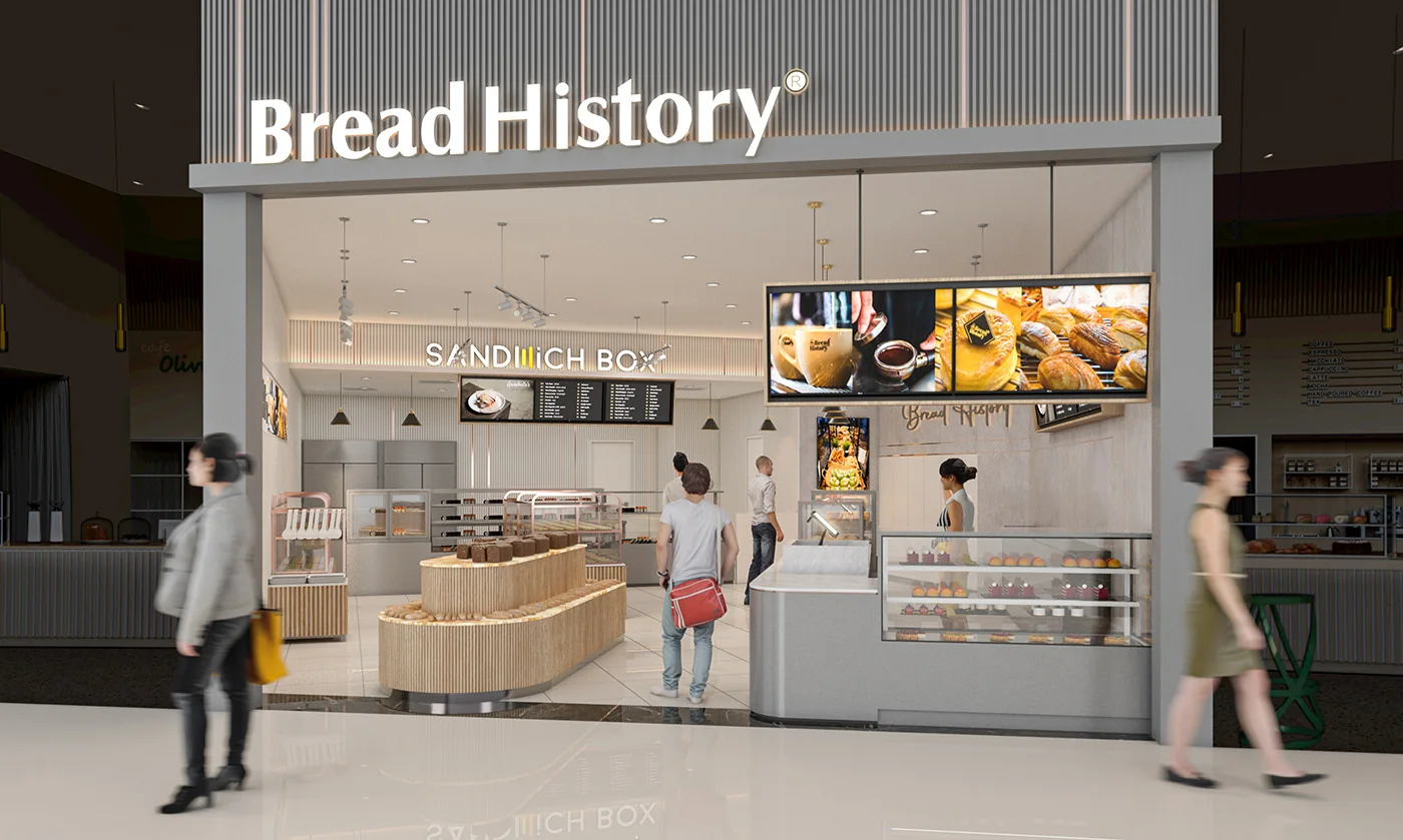 Bread History retail storefront at Nu Sentral, visualised by Satori Design Studio