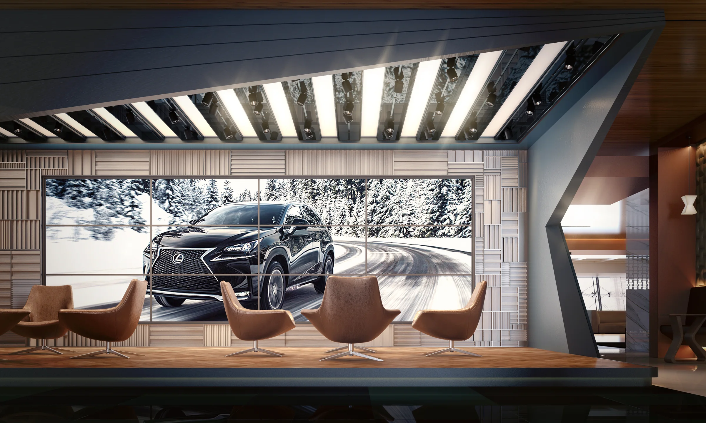 Lexus showroom interior 3D visualisation in Doha by Satori Design Studio