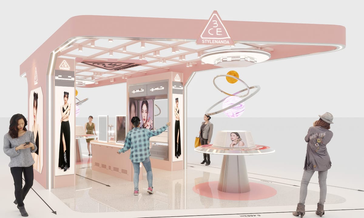 3CE Pop-Up Store at Mid Valley with bold branding and eye-catching storefront design.